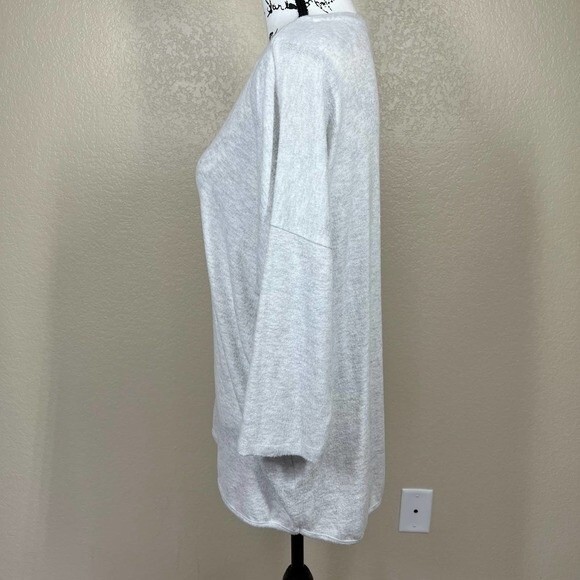 Philosophy ivory sweater 3/4 sleeve relax fit V neckline size L boho soft girl - Picture 10 of 15